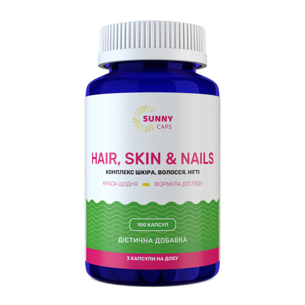 Комплекс шкіра, волосся, нігті, Hair, Skin & Nails Complex Powerfull, Sunny Caps, 100 капсул