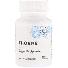 Мідь, Copper Bisglycinate, Thorne, 60 капсул (2 мг в капсулі)