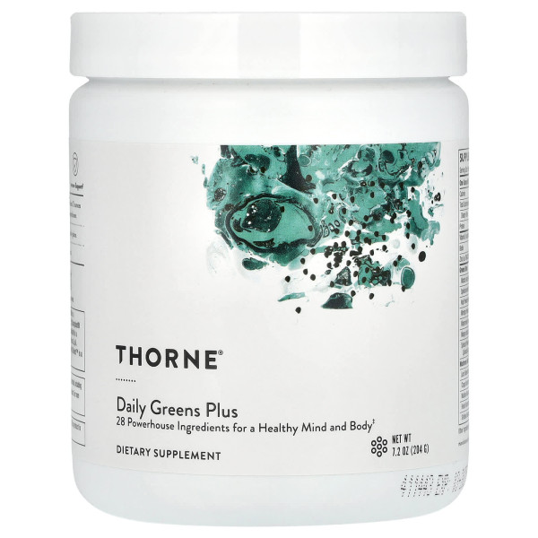 Суперфуд, Daily Greens Plus, Thorne, для здоров'я розуму та тіла, 204 г