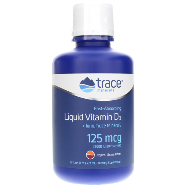 Вітамін D3, Liquid Vitamin D3, Trace Minerals Research, 125 мкг (5000 МО), рідкий, тропічна вишня, 473 мл