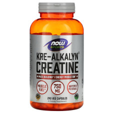 Креатин, Kre-Alkalyn Creatine, Now Foods, Sports, 750 мг, 240 вегетаріанських капсул