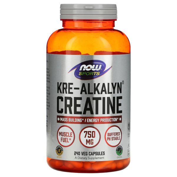 Креатин, Kre-Alkalyn Creatine, Now Foods, Sports, 750 мг, 240 вегетаріанських капсул