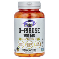 D-рибоза, D-Ribose, Now Foods, Sports, 750 мг, 120 вегетаріанських капсул