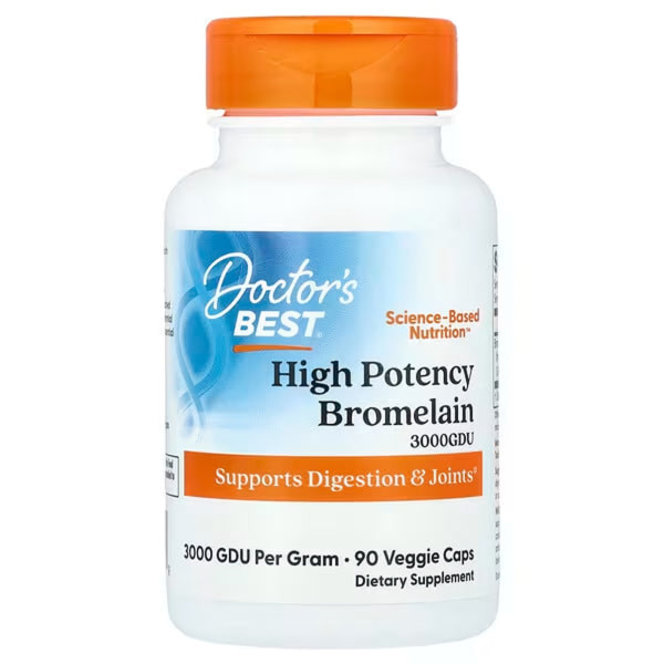 Бромелайн, High Potency Bromelain, Doctor's Best, високоефективний, 500 мг, 90 веганських капсул