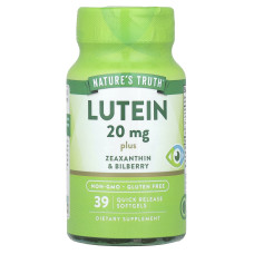 Лютеїн плюс зеаксантин та чорниця, Lutein, Nature's Truth, 39 гелевих капсул швидкого вивільнення