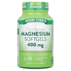 Магній, Magnesium, Nature's Truth, екстра сила, 400 мг, 72 гелевих капсул швидкого вивільнення