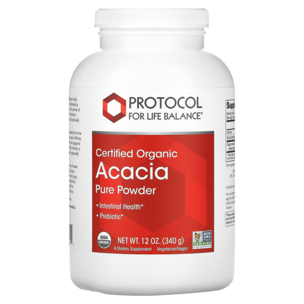 Акація, Acacia Pure Powder, Protocol for Life Balance, чистий порошок, сертифікований органічний, 340 г