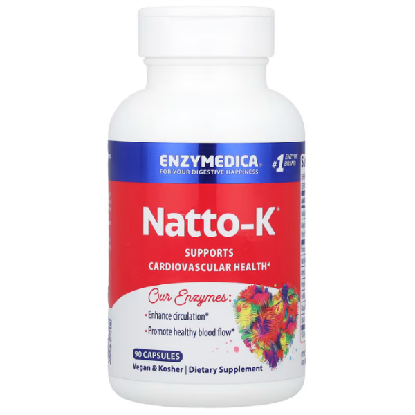 Наттокіназа, Natto-K, Enzymedica, серцево-судинна, 90 капсул