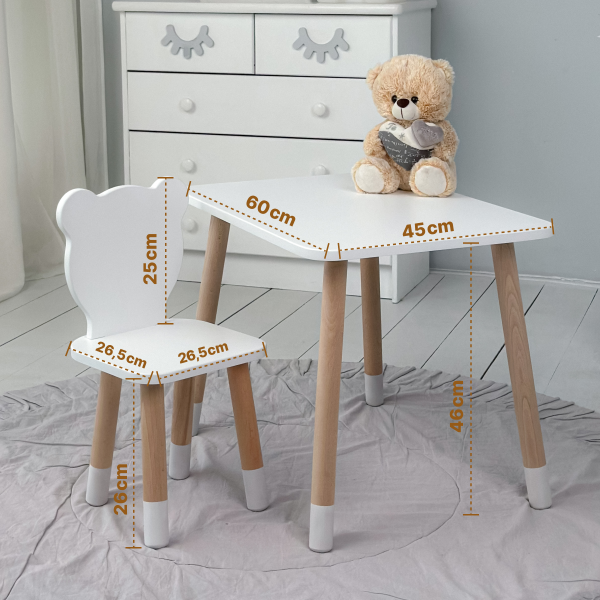 Дитячий стільчик ведмедик 26.5х26х25см, стілець для дітей, білий