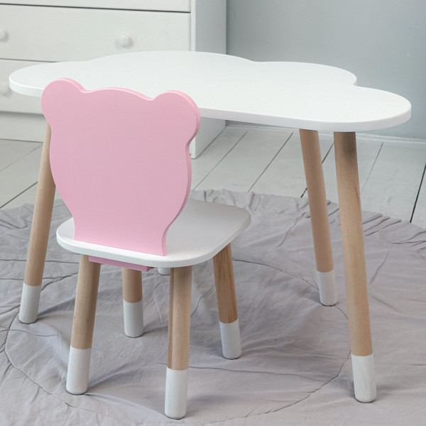 Дитячий стільчик ведмедик 26.5х26х25см, стілець для дітей, білий