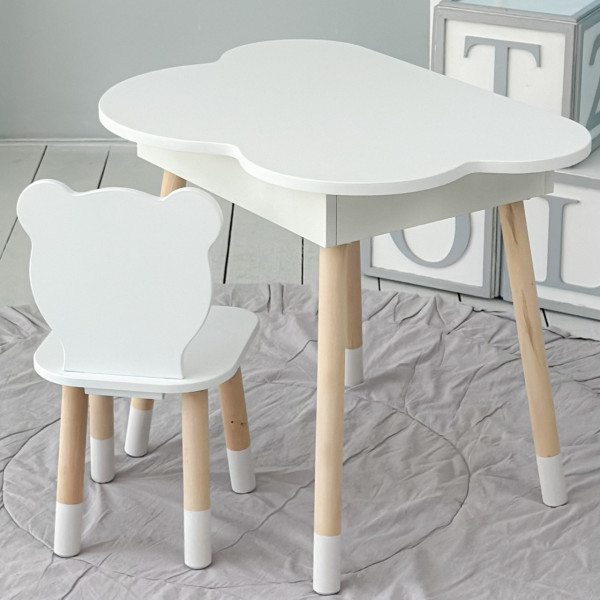 Дитячий стільчик ведмедик 26.5х26х25см, стілець для дитини, білий з рожевим