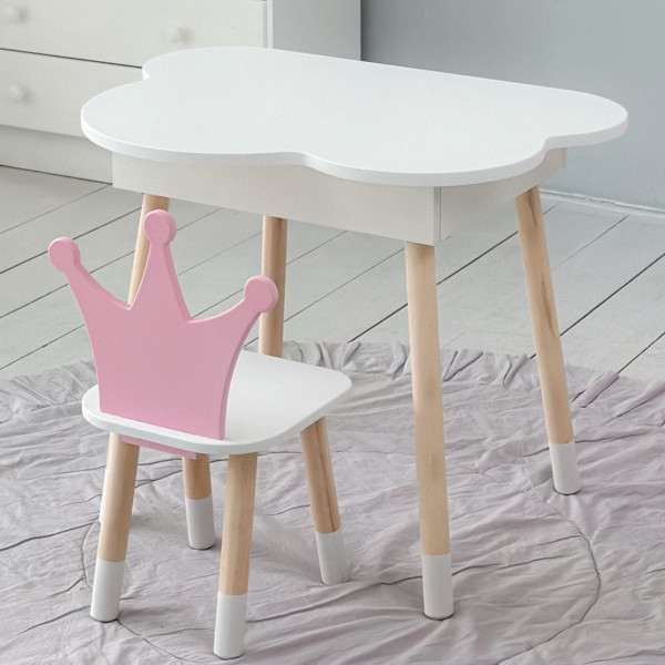 Дитячий стільчик корона 26.5х26х25см, стілець для дівчинки від 1 року, білий з фіолетовим