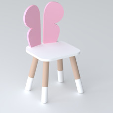 Дитячий стільчик метелик 26.5х26х25см, стілець у дівчачу кімнату, білий з рожевим