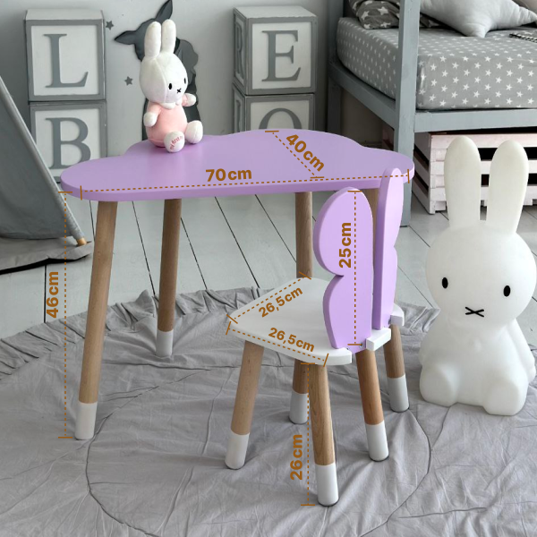 Дитячий стільчик метелик 26.5х26х25см, стілець у дитячу кімнату до 7 років, білий з фіолетовим