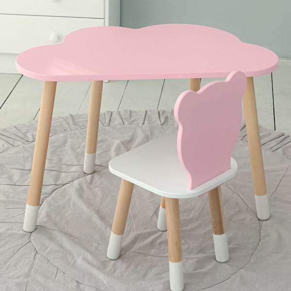 Дитячий стіл хмаринка 46х70х40, столик трюмо для дівчаток, рожевий
