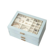 Шкатулка Casegrace SP-01223 для украшений и ювелирных изделий трехуровневая 26,5*18*13,5 см Blue