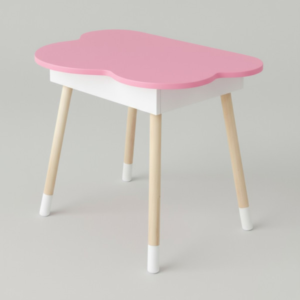 Дитячий стіл хмаринка з нішею 54х68х50, столик трюмо з відкидним верхом, рожевий