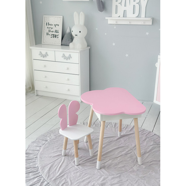 Дитячий стіл хмаринка з нішею 54х68х50, столик трюмо з відкидним верхом, рожевий