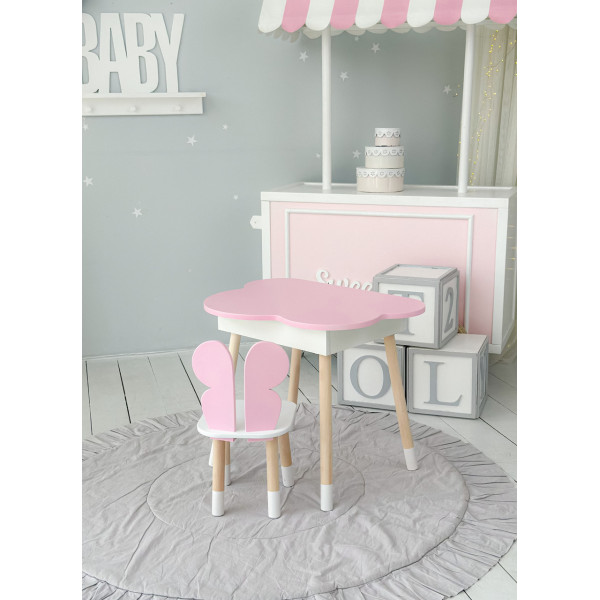 Дитячий стіл хмаринка з нішею 54х68х50, столик трюмо з відкидним верхом, рожевий