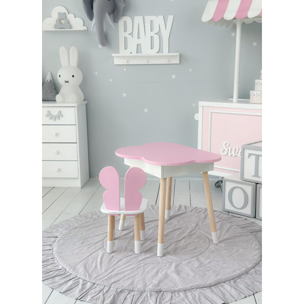 Дитячий стіл хмаринка з нішею 54х68х50, столик трюмо з відкидним верхом, рожевий