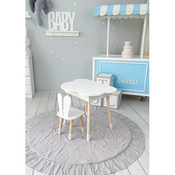 Дитячий стіл хмаринка з нішею 54х68х50, столик трюмо з відкидним верхом, білий