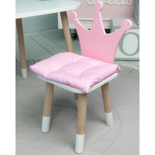 Подушка м'яка для дитячого стільчика 23х28, рожева в горошок