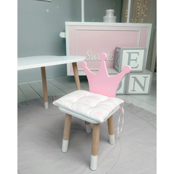 Подушка м'яка для дитячого стільчика 23х28, рожева в горошок