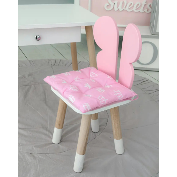 Подушка м'яка для дитячого стільчика 23х28, рожева в горошок