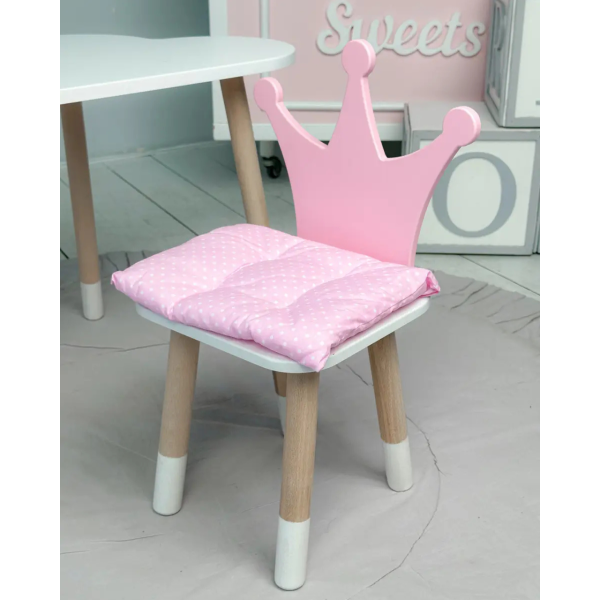Подушка м'яка для дитячого стільчика 23х28, рожева в горошок