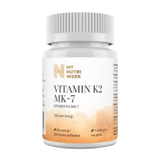 Вітамін К2-менахінон-7, Vitamin K2 MK-7, My Nutri Week, 100 мкг, 60 капсул