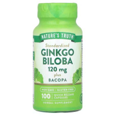 Гінкго білоба плюс бакопа, Ginkgo Biloba Plus Bacopa, Nature's Truth, 120 мг, 100 капсул швидкого вивільнення