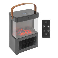 Тепловентилятор керамический Flame YND-BL-02 с пультом имитация камина обогреватель электрический