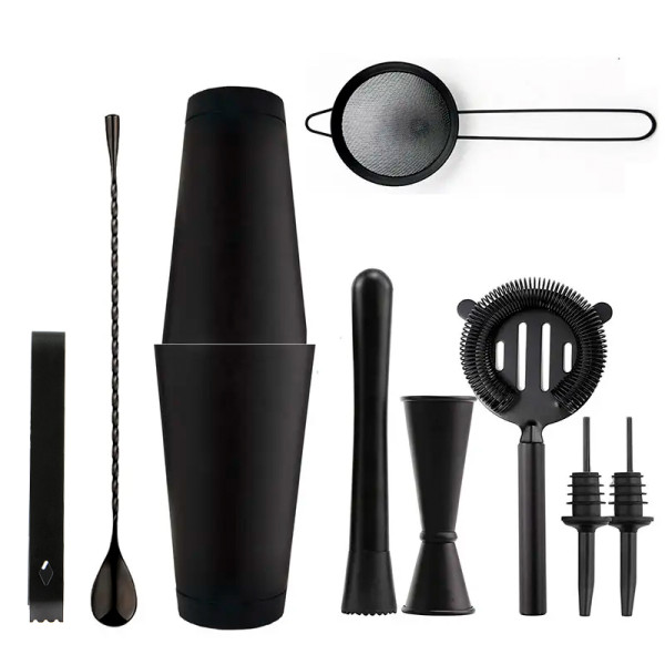 Подарочный набор для бара KM-TZS167 10 предметов барный инвентарь из нержавеющей стали Black