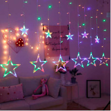 Новогодняя светодиодная гирлянда штора 3*1 метр Звезды Цветной свет