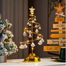 Настольная лампа-ночник SDS001 Хрустальная ёлочка от батареек декоративный светильник новогодний Теплый свет