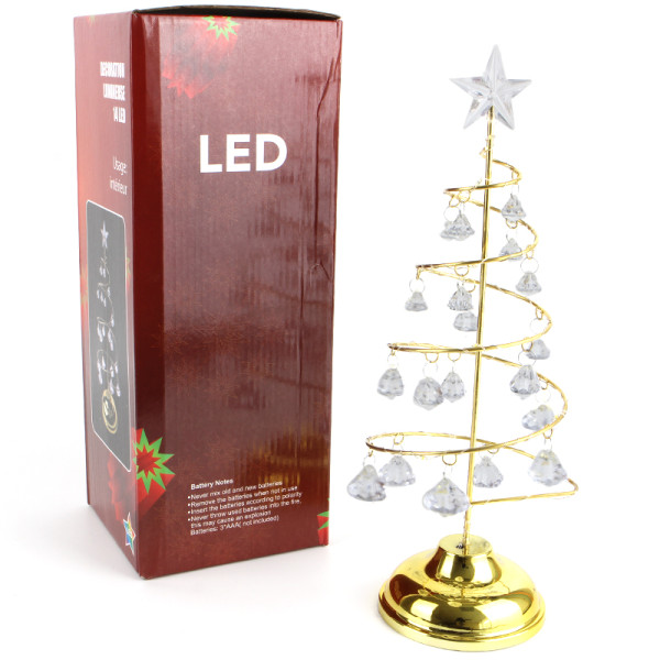 Настольная лампа-ночник SDS001 Хрустальная ёлочка от батареек декоративный светильник новогодний Теплый свет