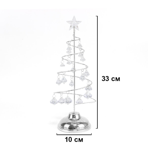Настольная лампа-ночник SDS001 Хрустальная ёлочка от батареек декоративный светильник новогодний Холодный свет