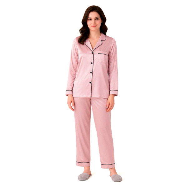 Комплект женской пижамы 806 Розовый рубашка с длинным рукавом и штанами одежда для дома 2XL