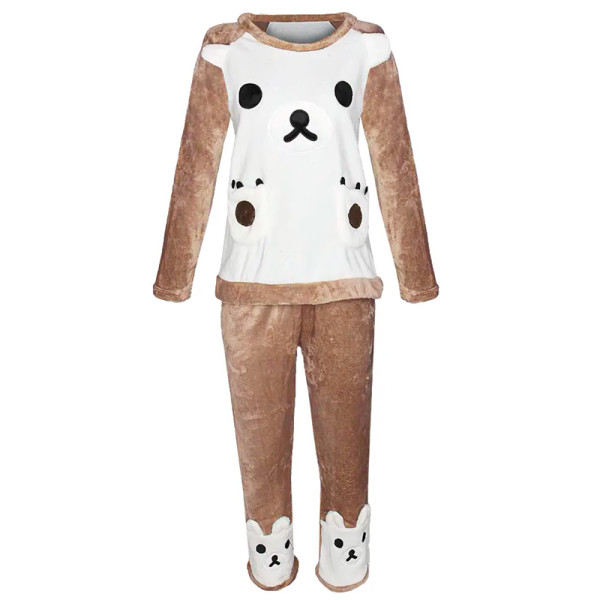 Женская тёплая махровая пижама Bear White XL