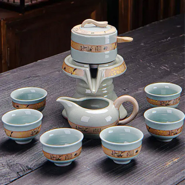 Набор для чайной церемонии для приготовления чая гайвань пиалы с чайником на 6 персон #07 Шепот бамбука