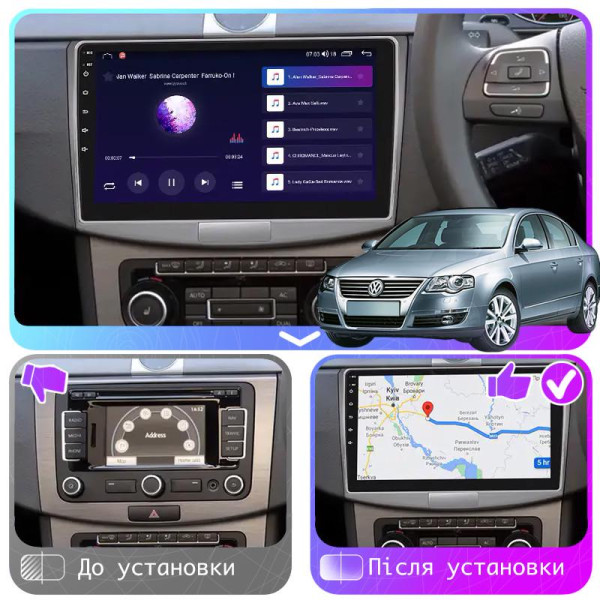 Штатная магнитола Lesko для Volkswagen Passat B6 2005-2010 экран 10" 2/32Gb CarPlay 4G Wi-Fi GPS Prime