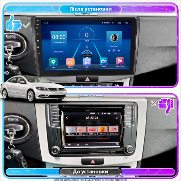 Штатная магнитола Lesko для Volkswagen Passat CC I Рестайлинг 2012-2017 экран 10" 6/128Gb 4G Wi-Fi GPS Top