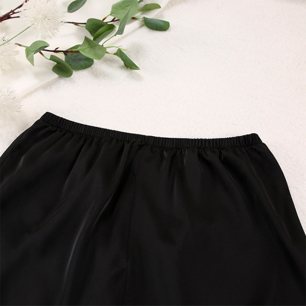 Женский шелковый комплект для дома и сна 2SYCK1315 рукашка и штаны женская пижама атласная Черный XL