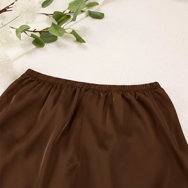 Женский шелковый комплект для дома и сна 2SYCK1315 рукашка и штаны женская пижама атласная Шоколадный L