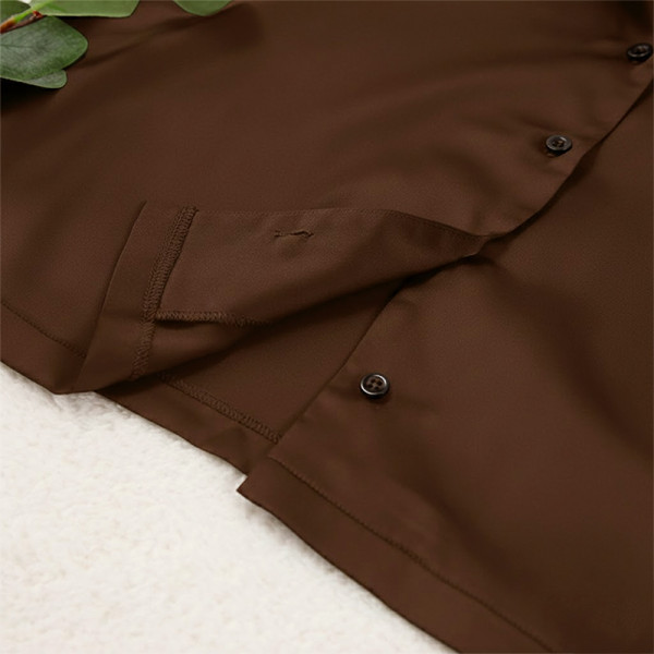 Женский шелковый комплект для дома и сна 2SYCK1315 рукашка и штаны женская пижама атласная Шоколадный M