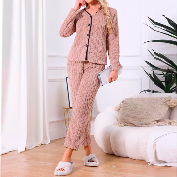 Женская тёплая пижама 5312 Light pink костюм для дома XL