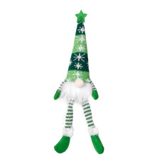 Новогодний Гном N2 для праздничного декора с Led подсветкой 20 см Green