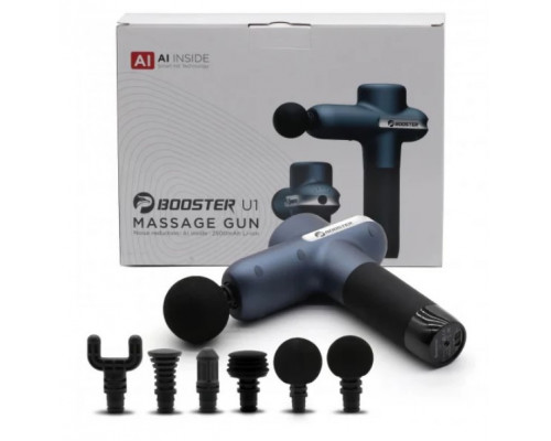 Професійний перкусійний масажер Booster Lightsaber U1 (24v) – синій масажний пістолет для тіла