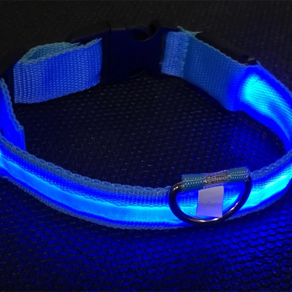 Светодиодный LED ошейник USB светящийся для собак и котов Blue S