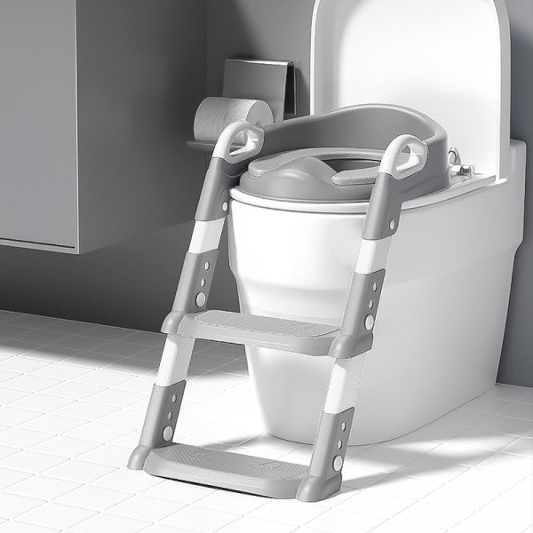 Детское сиденье на унитаз со ступенькой и ручками Bestbaby BC-108 Gray